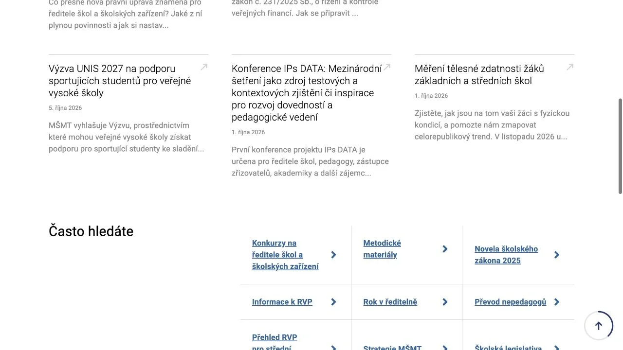 Aktuality a často hledaná témata na edu.gov.cz