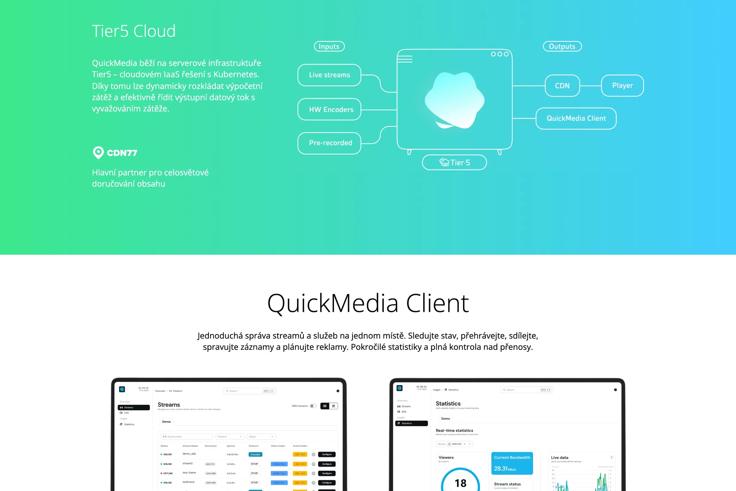 The Tier5 Cloud section with a diagram of inputs, the platform and outputs