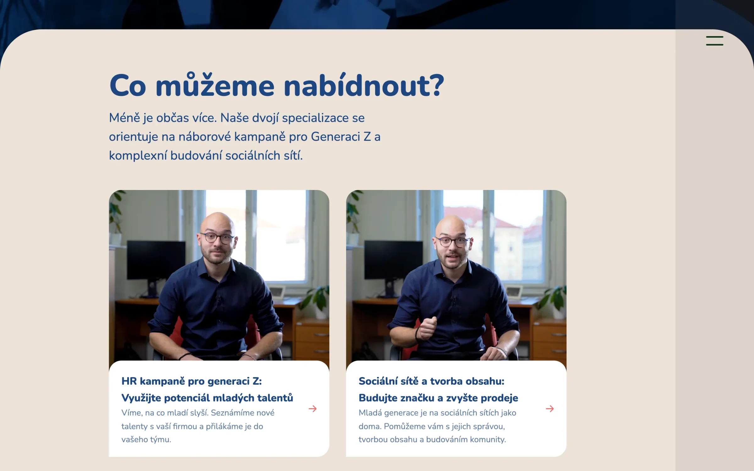 Sekce Co můžeme nabídnout se službami agentury