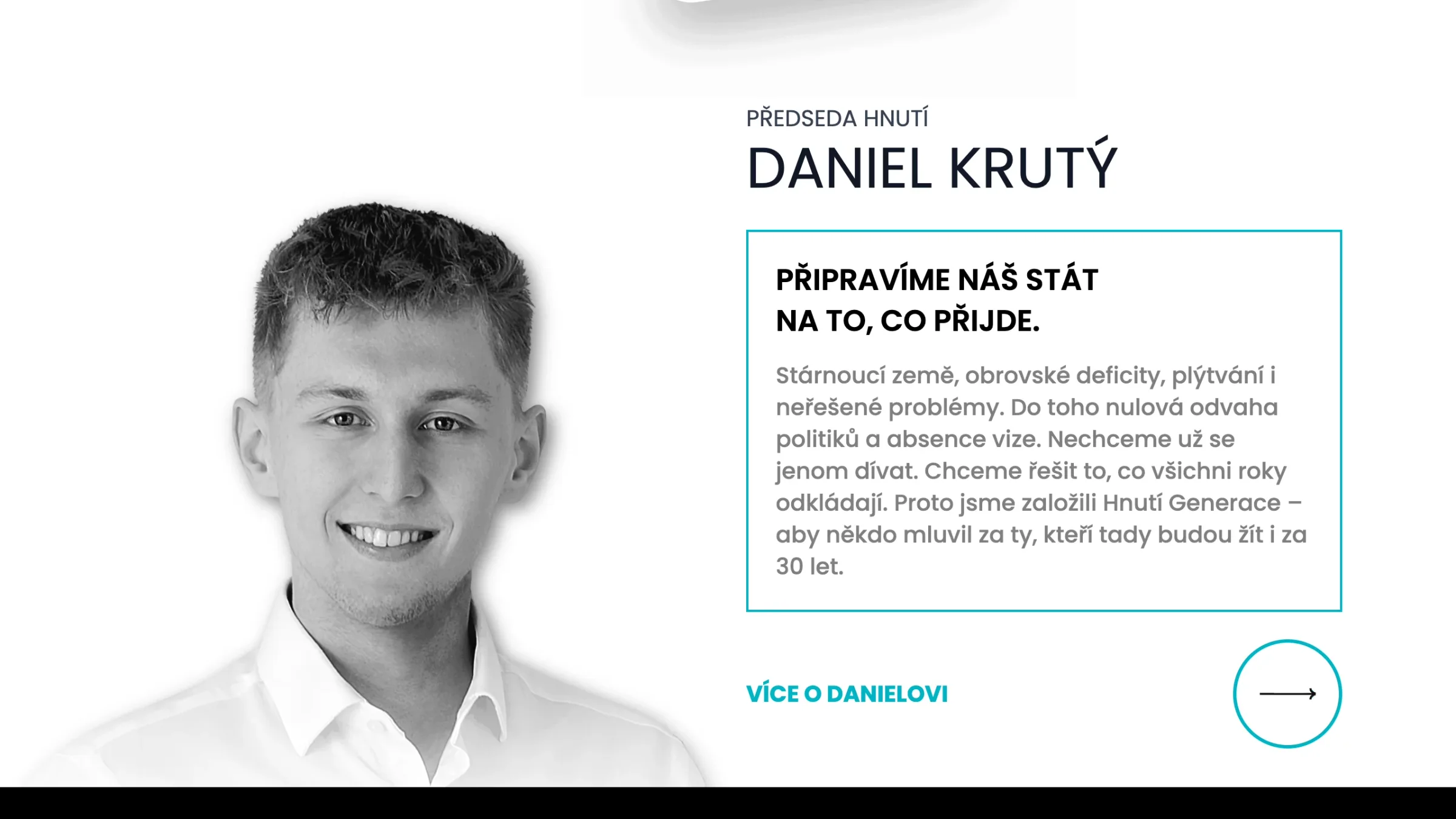 Profil předsedy v původní prezentaci Hnutí Generace