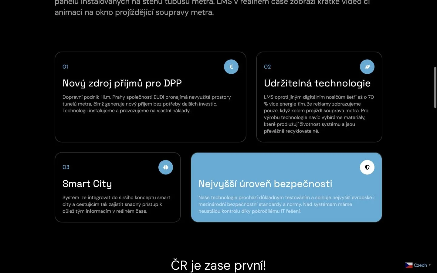 Přehled technologie a vlastností LED multimediálního systému EUDI