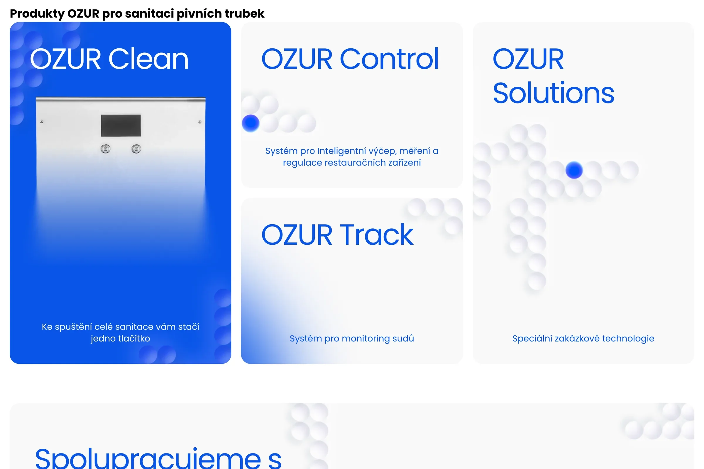 Produkty Ozur pro sanitaci pivních trubek: Ozur Clean, Control a Solutions