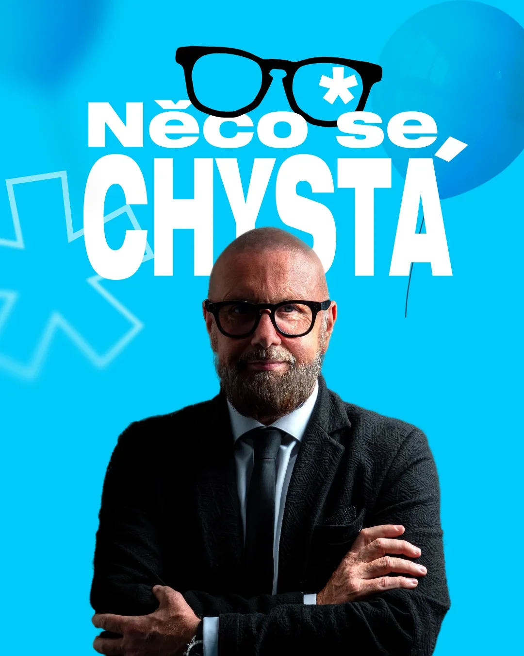 Instagramový plakát s Jiřím Morštadtem a nápisem Něco se chystá
