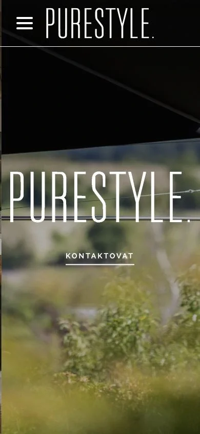 Homepage PureStyle v mobilním zobrazení