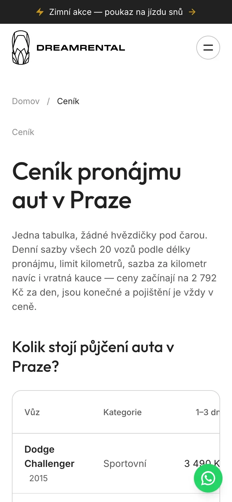 Ceník v telefonu