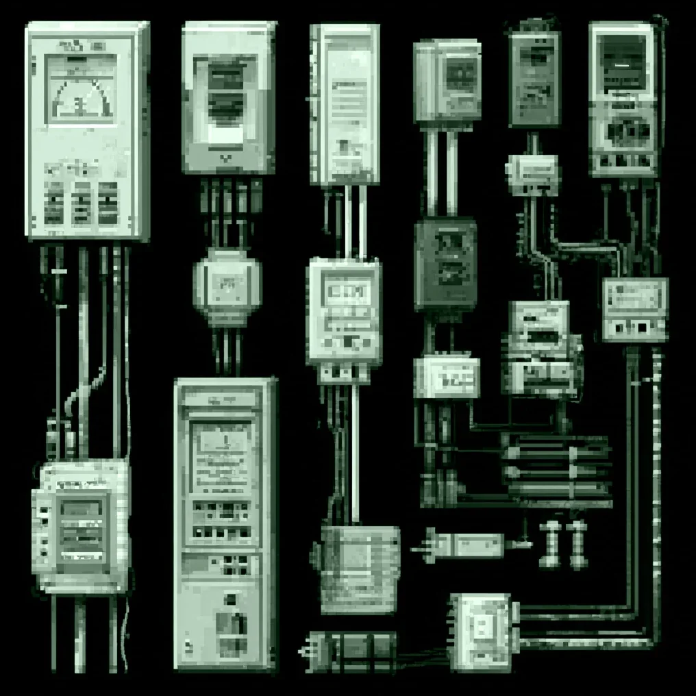 Pixelová ilustrace kategorie: elektroměry a rozvodné skříně