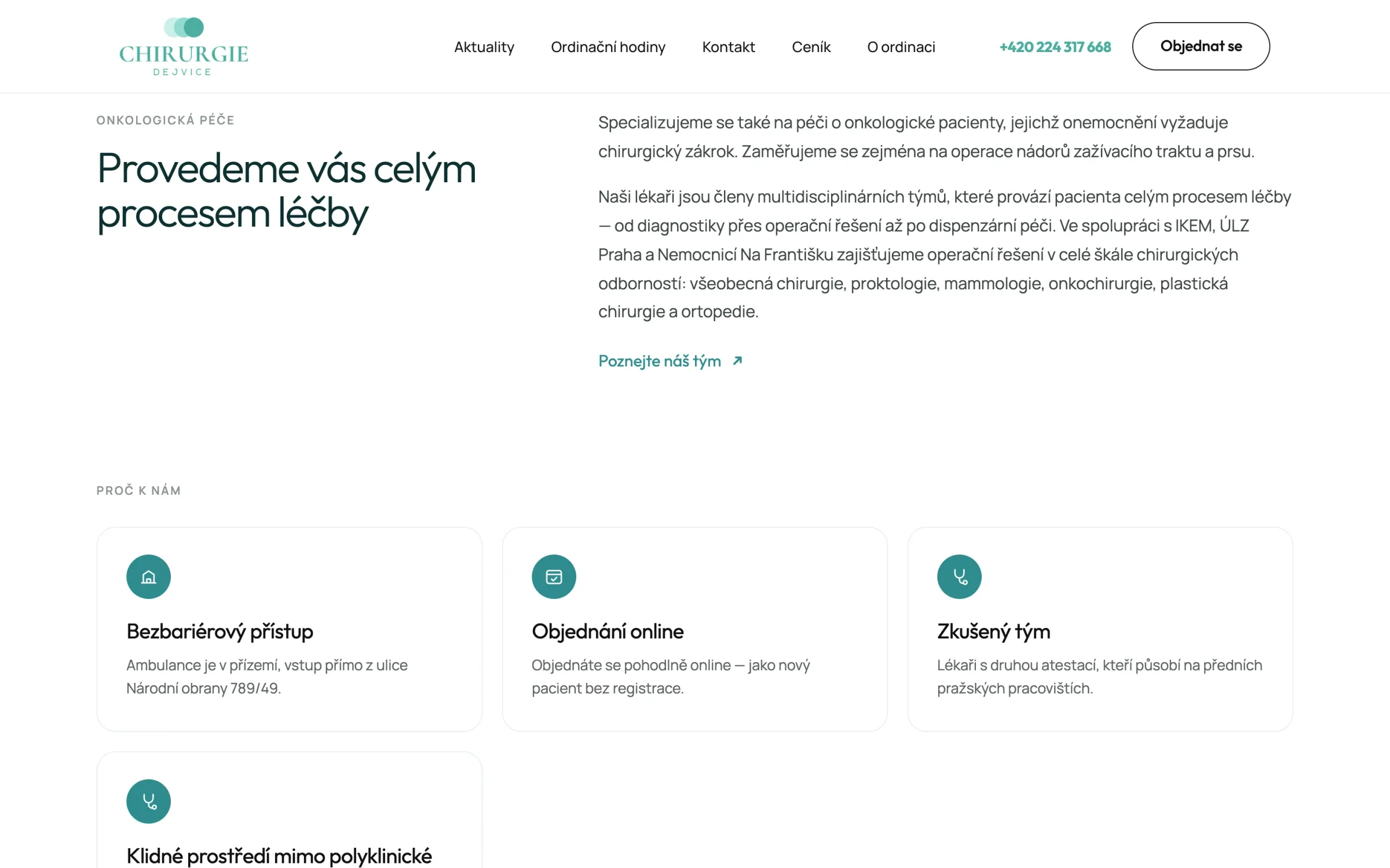 Sekce Provedeme vás celým procesem léčby a důvody, proč k nám