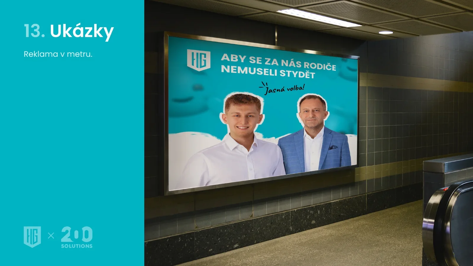 Grafický manuál, strana 14: Ukázky: reklama v metru