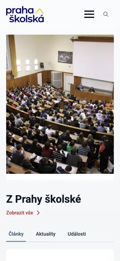 Homepage Praha školská v mobilním zobrazení